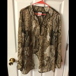 Studio C Women’s long sleeve Casual blouse, Greek-inspired print Size 18-20